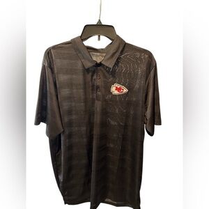 Men’s Antigua Kansas City Chiefs Compass Polo Golf Shirt Black Size XL Lightwt